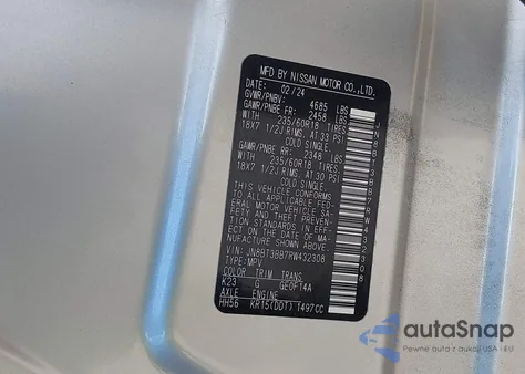 2024 Nissan Rogue Sv Intelligent Awd z USA, uszkodzony, nr VIN JN8BT3BB7RW432308